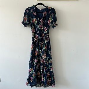 Long, lightweight Lauren Conrad dress with ruffle detailing